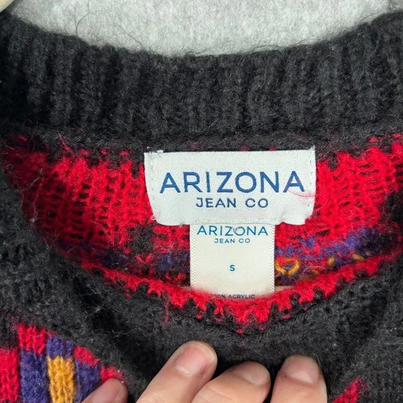 Arizona Fair Isle Sweater Small Pink Black Festive Nordic Quirky‎ Bright Artsy - Picture 6 of 11